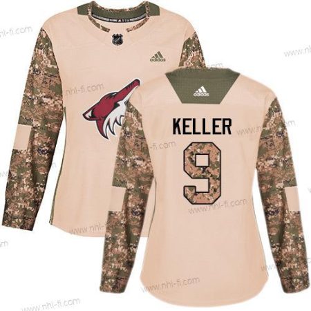 Adidas Arizona Coyotes #9 Clayton Keller Maastokuvio Aito 2017 Veterans Day Ommeltu NHL Paita – Naisten