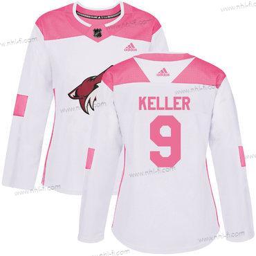 Adidas Arizona Coyotes #9 Clayton Keller Valkoinen Pinkki Aito Ommeltu NHL Paita – Naisten