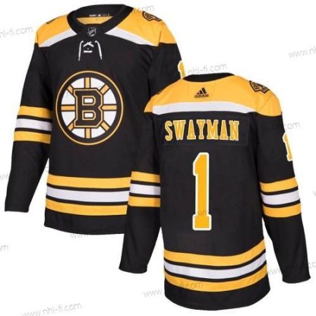 Adidas Boston Bruins #1 Jeremy Swayman Musta Aito Kotiottelu Paita – Miesten