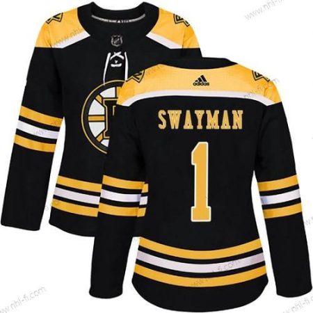 Adidas Boston Bruins #1 Jeremy Swayman Musta Aito Kotiottelu Paita – Naisten