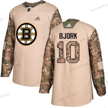 Adidas Boston Bruins #10 Anders Bjork Maastokuvio Aito 2017 Veterans Day Ommeltu NHL Paita – Miesten