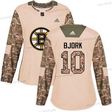 Adidas Boston Bruins #10 Anders Bjork Maastokuvio Aito 2017 Veterans Day Ommeltu NHL Paita – Naisten