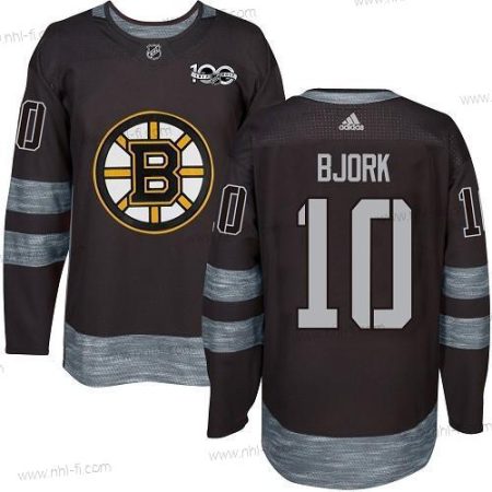 Adidas Boston Bruins #10 Anders Bjork Musta 1917-2017 100th Vuosipäivä Ommeltu NHL Paita – Miesten