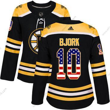 Adidas Boston Bruins #10 Anders Bjork Musta Kotiottelu Aito USA Flag Ommeltu NHL Paita – Naisten