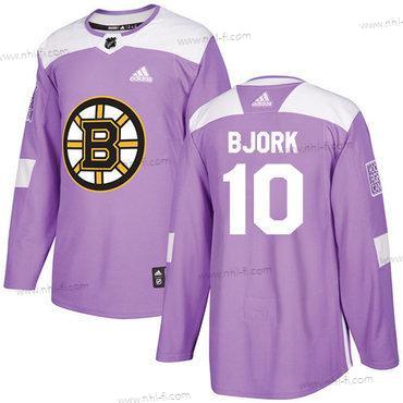 Adidas Boston Bruins #10 Anders Bjork Violetti Aito Taistelee syöpää vastaan Ommeltu NHL Paita – Miesten