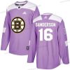 Adidas Boston Bruins #16 Derek Sanderson Violetti Aito Taistelee syöpää vastaan Ommeltu NHL Paita – Miesten