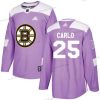 Adidas Boston Bruins #25 Brandon Carlo Violetti Aito Taistelee syöpää vastaan Ommeltu NHL Paita – Miesten