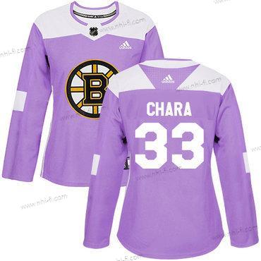 Adidas Boston Bruins #33 Zdeno Chara Violetti Aito Taistelee syöpää vastaan Ommeltu NHL Paita – Naisten