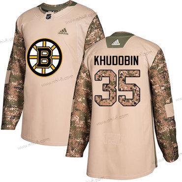 Adidas Boston Bruins #35 Anton Khudobin Maastokuvio Aito 2017 Veterans Day Ommeltu NHL Paita – Miesten