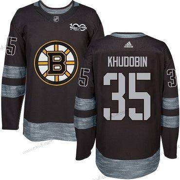 Adidas Boston Bruins #35 Anton Khudobin Musta 1917-2017 100th Vuosipäivä Ommeltu NHL Paita – Miesten