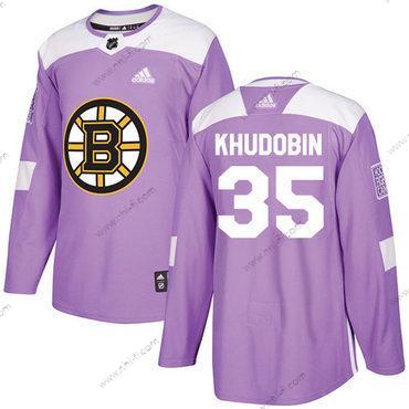 Adidas Boston Bruins #35 Anton Khudobin Violetti Aito Taistelee syöpää vastaan Ommeltu NHL Paita – Miesten