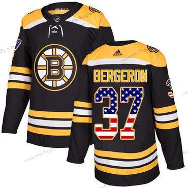 Adidas Boston Bruins #37 Patrice Bergeron Musta Kotiottelu Aito USA Flag Ommeltu NHL Paita – Miesten