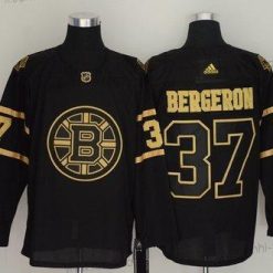 Adidas Boston Bruins 37 Patrice Bergeron Musta Kulta Paita – Miesten