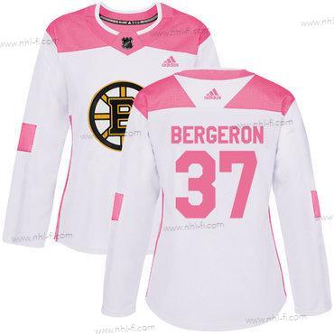 Adidas Boston Bruins #37 Patrice Bergeron Valkoinen Pinkki Aito Ommeltu NHL Paita – Naisten