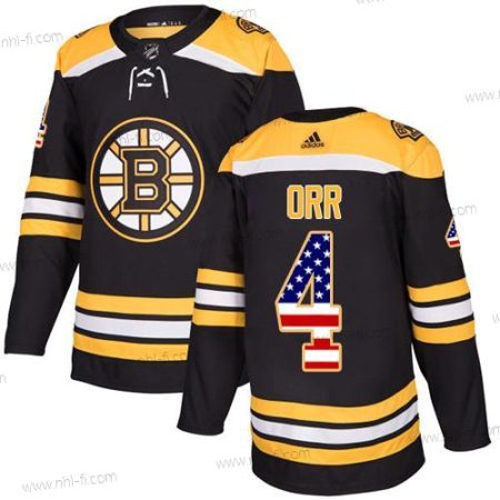 Adidas Boston Bruins #4 Bobby Orr Musta Kotiottelu Aito USA Flag Ommeltu NHL Paita – Miesten