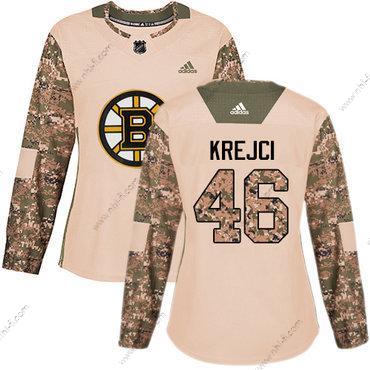 Adidas Boston Bruins #46 David Krejci Maastokuvio Aito 2017 Veterans Day Ommeltu NHL Paita – Naisten