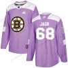 Adidas Boston Bruins #68 Jaromir Jagr Violetti Aito Taistelee syöpää vastaan Ommeltu NHL Paita – Miesten