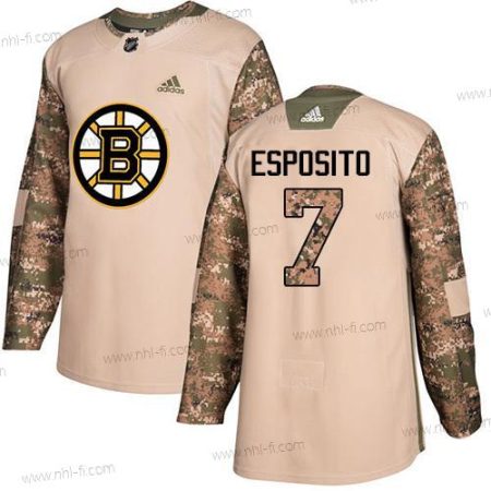 Adidas Boston Bruins #7 Phil Esposito Maastokuvio Aito 2017 Veterans Day Ommeltu NHL Paita – Miesten