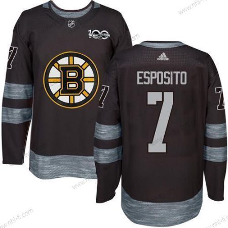 Adidas Boston Bruins #7 Phil Esposito Musta 1917-2017 100th Vuosipäivä Ommeltu NHL Paita – Miesten