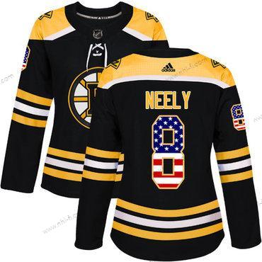 Adidas Boston Bruins #8 Cam Neely Musta Kotiottelu Aito USA Flag Ommeltu NHL Paita – Naisten