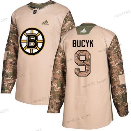 Adidas Boston Bruins #9 Johnny Bucyk Maastokuvio Aito 2017 Veterans Day Ommeltu NHL Paita – Miesten