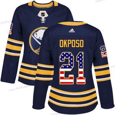 Adidas Buffalo Sabres #21 Kyle Okposo Laivastonsininen Sininen Kotiottelu Aito USA Flag Ommeltu NHL Paita – Naisten