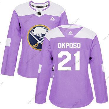 Adidas Buffalo Sabres #21 Kyle Okposo Violetti Aito Taistelee syöpää vastaan Ommeltu NHL Paita – Naisten