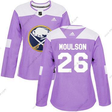 Adidas Buffalo Sabres #26 Matt Moulson Violetti Aito Taistelee syöpää vastaan Ommeltu NHL Paita – Naisten