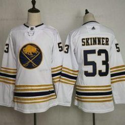 Adidas Buffalo Sabres #53 Jeff Skinner Valkoinen With Kulta 50Th Vuosipäivä Ommeltu NHL Paita – Naisten