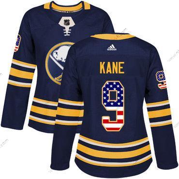 Adidas Buffalo Sabres #9 Evander Kane Laivastonsininen Sininen Kotiottelu Aito USA Flag Ommeltu NHL Paita – Naisten