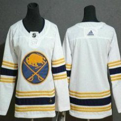 Adidas Buffalo Sabres Tyhjä Valkoinen With Kulta 50Th Vuosipäivä Ommeltu NHL Paita – Nuoret