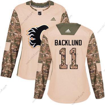 Adidas Calgary Flames #11 Mikael Backlund Maastokuvio Aito 2017 Veterans Day Ommeltu NHL Paita – Naisten