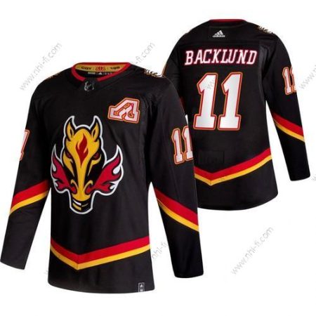 Adidas Calgary Flames #11 Mikael Backlund Musta 2020-21 Käänteinen Retro Vaihtopaita NHL Paita – Miesten