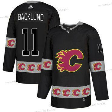 Adidas Calgary Flames #11 Mikael Backlund Musta Maajoukkue Logos Paita – Miesten