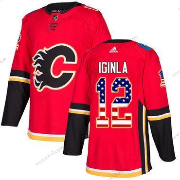 Adidas Calgary Flames #12 Jarome Iginla Punainen Kotiottelu Aito USA Flag Ommeltu NHL Paita – Miesten