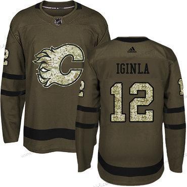 Adidas Calgary Flames #12 Jarome Iginla Vihreä Salute to Service Ommeltu NHL Paita – Nuoret