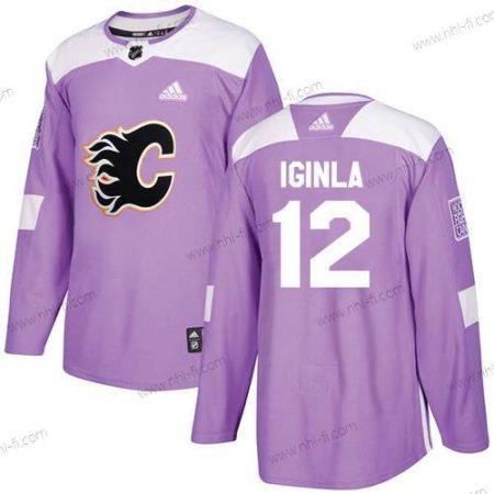 Adidas Calgary Flames #12 Jarome Iginla Violetti Aito Taistelee syöpää vastaan Ommeltu NHL Paita – Nuoret