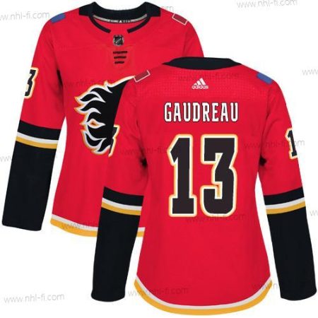 Adidas Calgary Flames #13 Johnny Gaudreau Punainen Kotiottelu Aito Ommeltu NHL Paita – Naisten