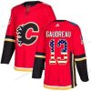 Adidas Calgary Flames #13 Johnny Gaudreau Punainen Kotiottelu Aito USA Flag Ommeltu NHL Paita – Miesten