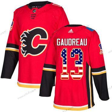 Adidas Calgary Flames #13 Johnny Gaudreau Punainen Kotiottelu Aito USA Flag Ommeltu NHL Paita – Miesten