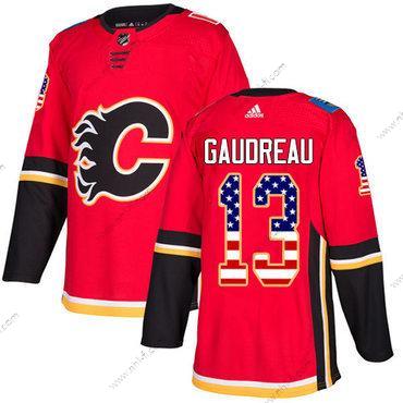 Adidas Calgary Flames #13 Johnny Gaudreau Punainen Kotiottelu Aito USA Flag Ommeltu NHL Paita – Nuoret