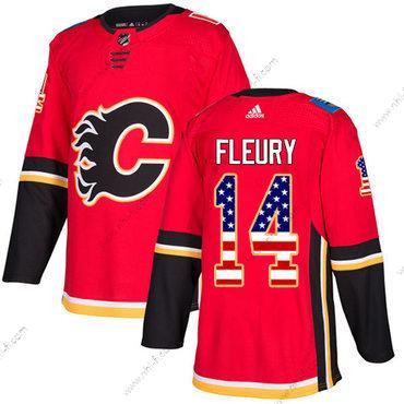 Adidas Calgary Flames #14 Theoren Fleury Punainen Kotiottelu Aito USA Flag Ommeltu NHL Paita – Miesten