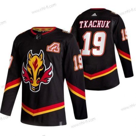 Adidas Calgary Flames #19 Matthew Tkachuk Musta 2020-21 Käänteinen Retro Vaihtopaita NHL Paita – Miesten