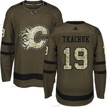 Adidas Calgary Flames #19 Matthew Tkachuk Vihreä Salute to Service Ommeltu NHL Paita – Nuoret