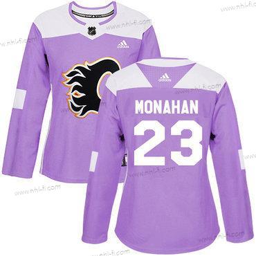 Adidas Calgary Flames #23 Sean Monahan Violetti Aito Taistelee syöpää vastaan Ommeltu NHL Paita – Naisten