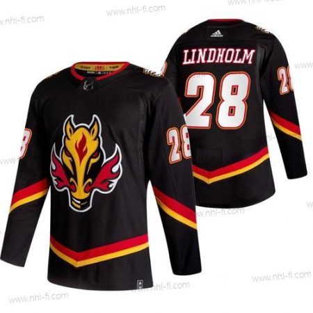 Adidas Calgary Flames #28 Elias Lindholm Musta 2020-21 Käänteinen Retro Vaihtopaita NHL Paita – Miesten