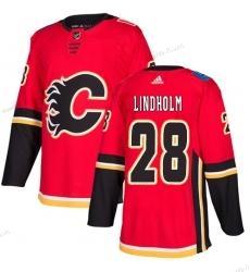 Adidas Calgary Flames #28 Elias Lindholm Punainen Kotiottelu Aito USA Flag Ommeltu NHL Paita Versio 2 – Miesten