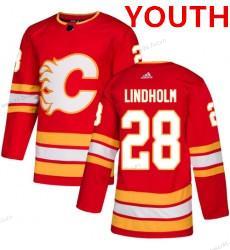 Adidas Calgary Flames #28 Elias Lindholm Punainen Vaihtopaita Ommeltu NHL Paita – Nuoret