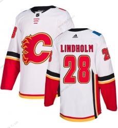 Adidas Calgary Flames #28 Elias Lindholm Valkoinen Road Aito Ommeltu NHL Paita – Miesten