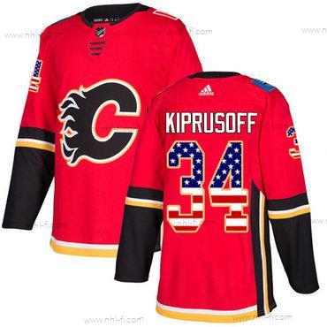 Adidas Calgary Flames #34 Miikka Kiprusoff Punainen Kotiottelu Aito USA Flag Ommeltu NHL Paita – Miesten